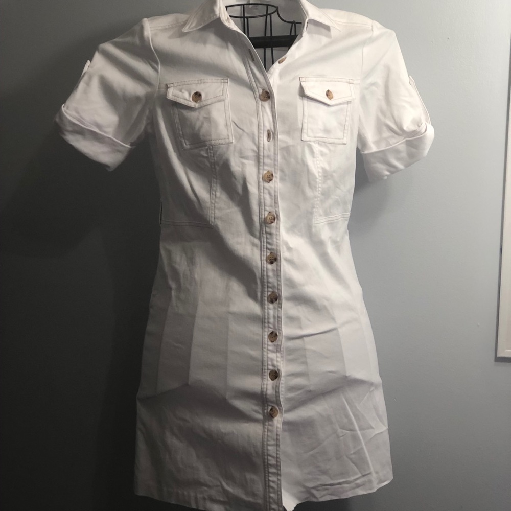 Dress Barn White Denim MIDI Dress Size 4